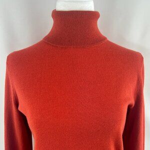 Classic minimalist burnt orange turtleneck sweater soft knit - Small